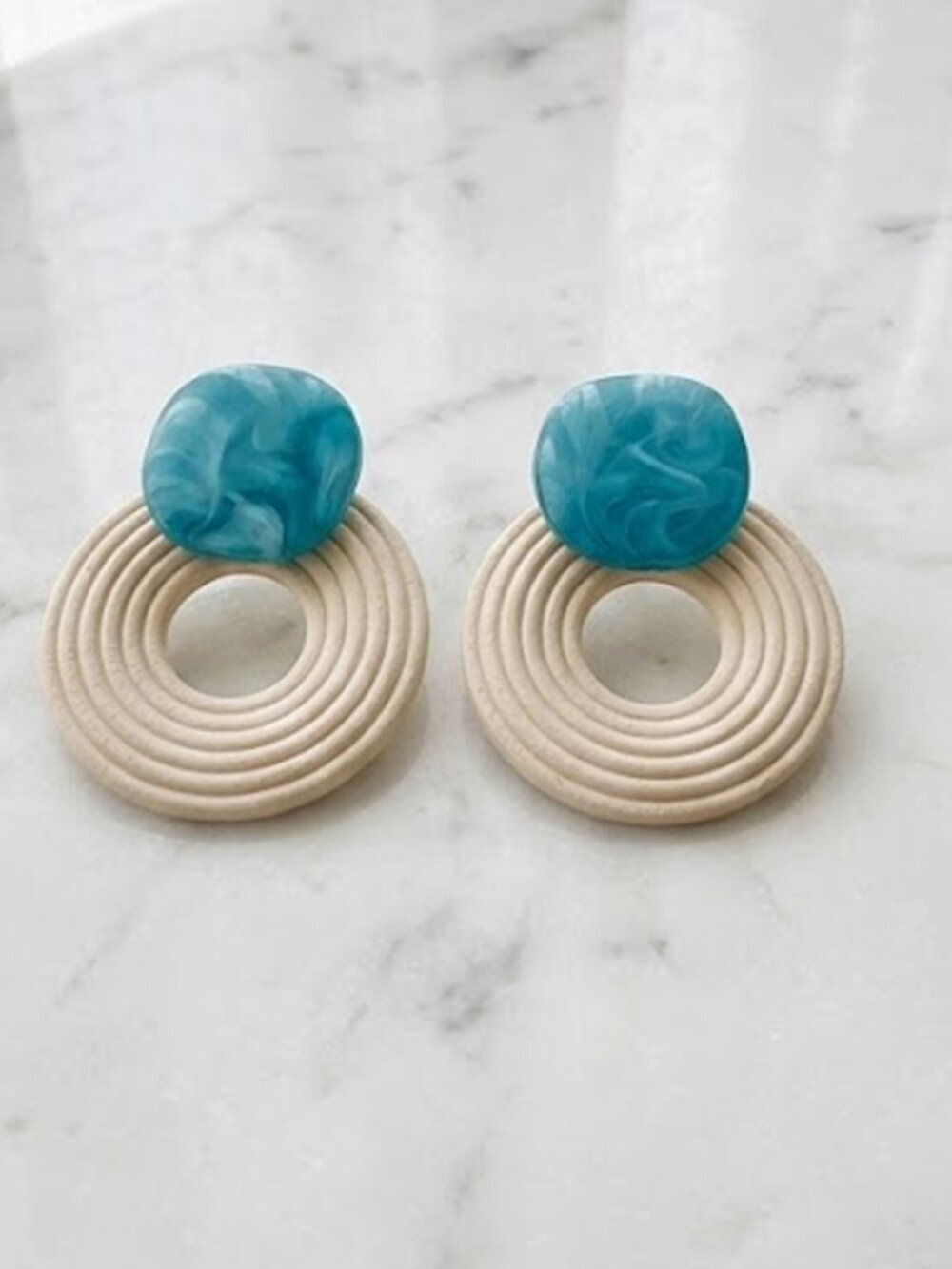 Bohemian Wooden Round Ladies Earrings